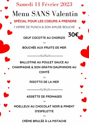 Menu spécial Sans Valentin