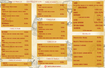 Notre carte des boissons