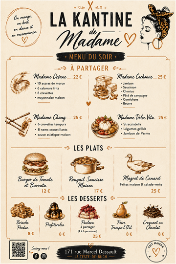 Le menu du soir
