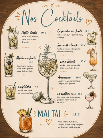 Notre carte des boissons