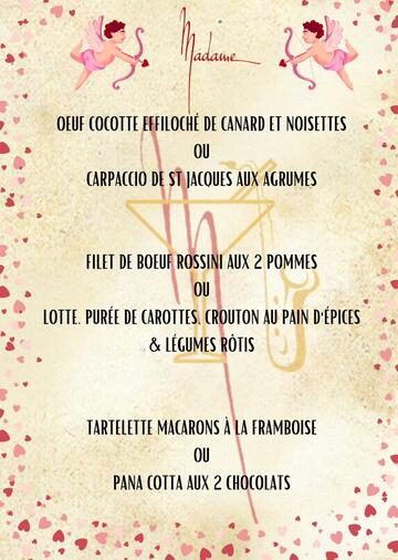 Menu de St Valentin