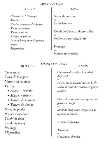 Nos propositions de menus